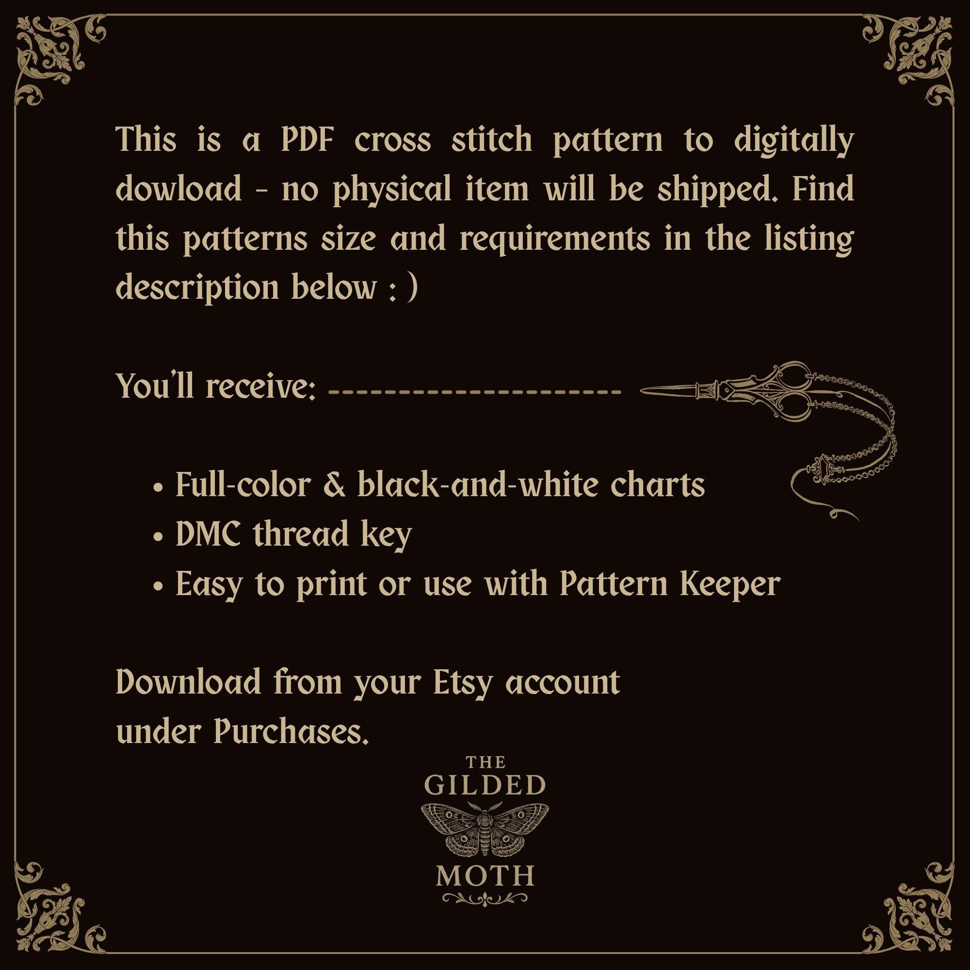 Gothic Sacred Heart counted Cross Stitch Pattern • Medieval Flaming Heart Embroidery PDF • Christian Icon Art • Dark Academia Wall Decor