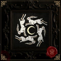 Horned Moon Hares Cross Stitch Pattern • Gothic Medieval Hare Circle PDF • Folklore Lunar Embroidery • Dark Academia Black Aida Decor