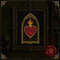 Gothic Sacred Heart counted Cross Stitch Pattern • Medieval Flaming Heart Embroidery PDF • Christian Icon Art • Dark Academia Wall Decor