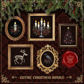 Gothic Christmas counted Cross Stitch Pattern bundle | Dark Holiday Embroidery PDF pack | Digital Download | Black Aida Candle & Poinsettia