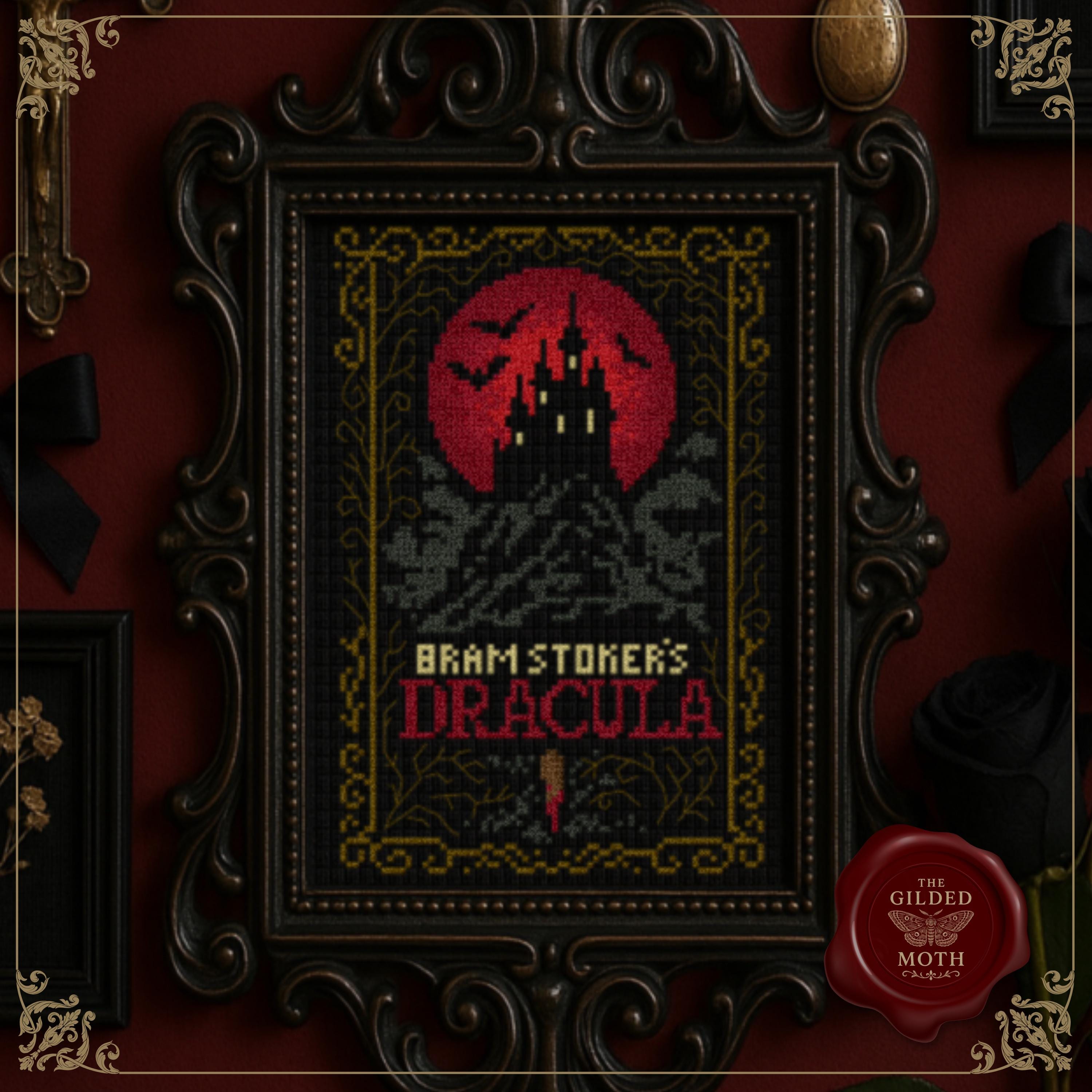 Vampire counted cross stitch bundle | gothic pattern pack | dark embroidery chart pdf printables | Dracula black Aida design | vintage