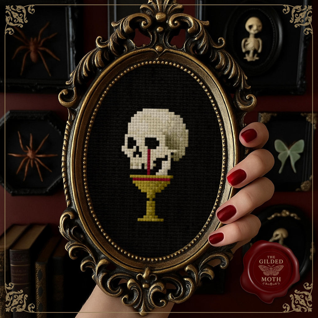 Gothic counted Cross Stitch Gallery Wall | Dark Academia Embroidery Bundle | Skeleton & Heart Designs | PDF Set printable stitch multipack