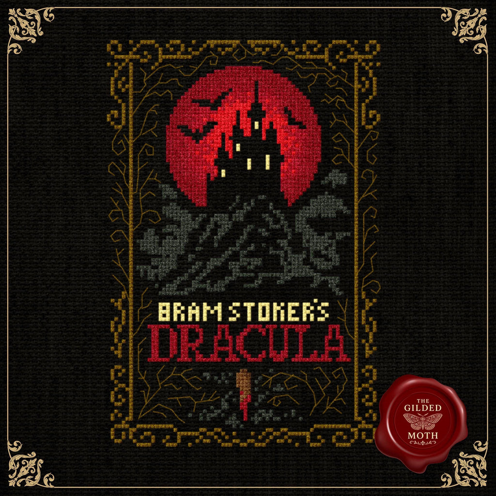 Counted Cross Stitch Pattern: Gothic Dracula Castle Vampire Design (PDF)