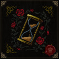 Gothic Hourglass Cross Stitch Pattern • Medieval Time Symbol with Roses PDF • Dark Academia Black Aida Embroidery • Memento Mori Wall Art