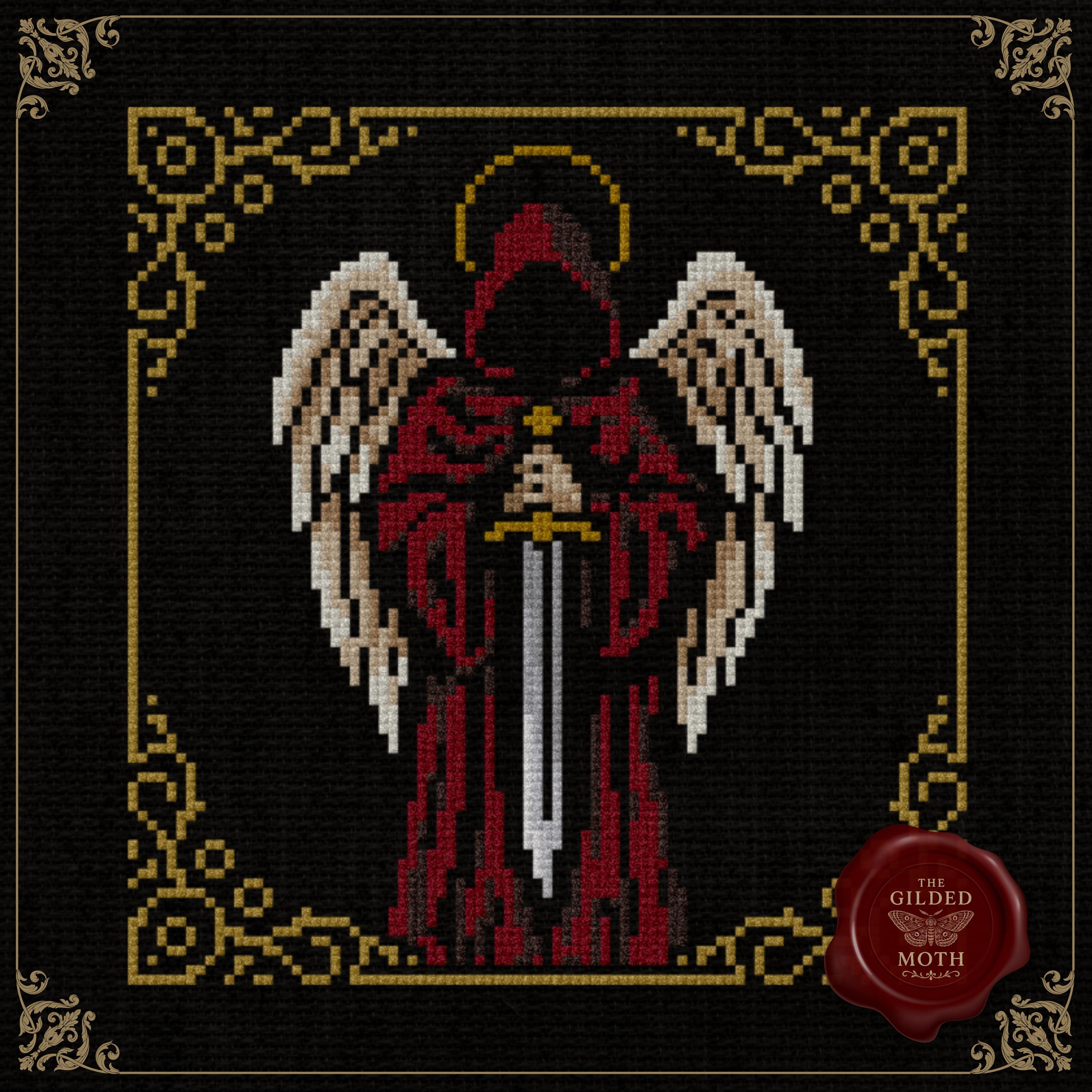 Gothic Cross Stitch Gallery Wall Bundle | religious Dark Academia Embroidery Patterns | Sacred Heart, Chalice, Gothic Window, Angel, Rose