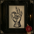 Gothic Hand With Eye Cross Stitch Pattern • Medieval Occult Palm Symbol PDF • One Colour Blackwork Embroidery • Witchy Wall Art Pattern