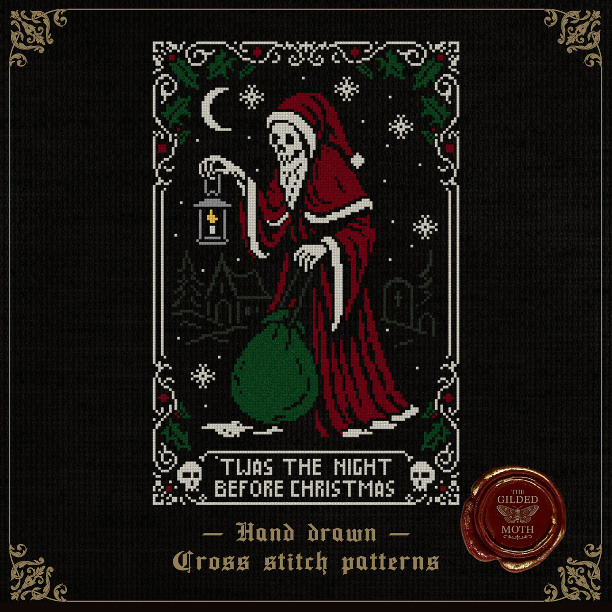 Skeleton Santa Pattern