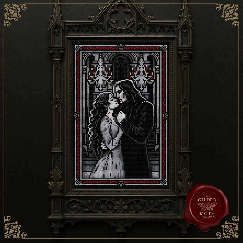 Dracula Counted Cross Stitch Pattern: Victorian romantic Gothic vampire embroidery pdf