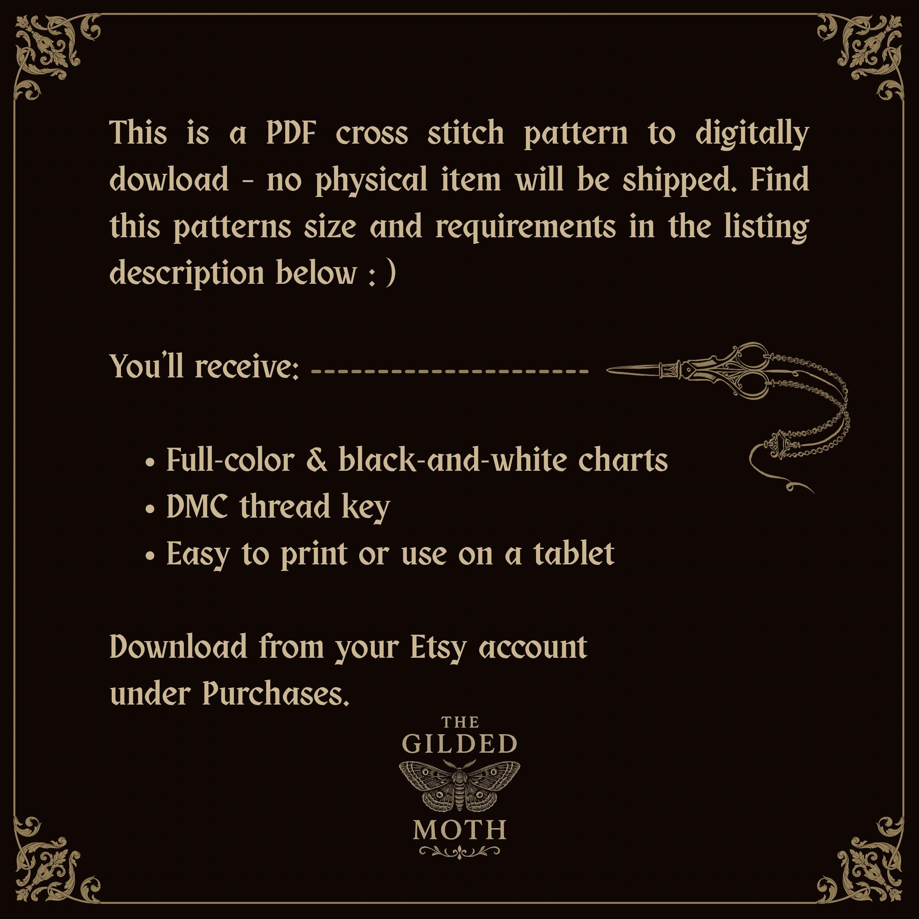 Funny Medieval counted Cross Stitch Pattern: Cringe M’lord Gothic Embroidery (PDF)