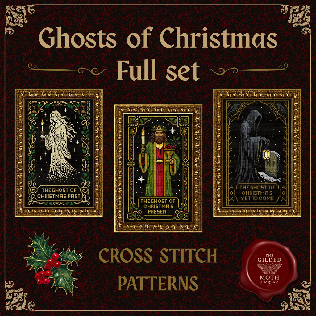Ghosts of Christmas counted Cross Stitch Pattern Set | Gothic Christmas Embroidery | Victorian Holiday Decor | Dark Xmas PDF Download