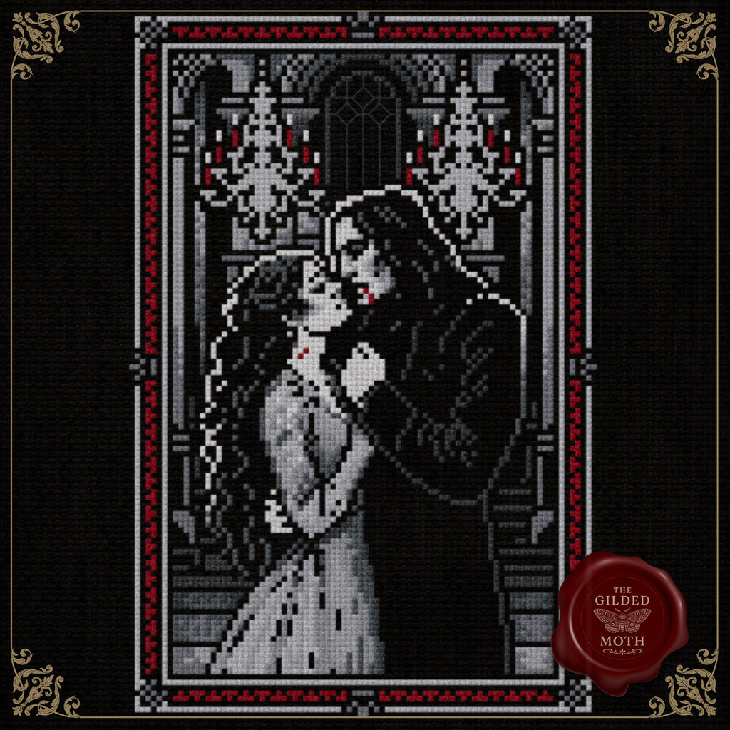 Dracula Counted Cross Stitch Pattern: Victorian romantic Gothic vampire embroidery pdf