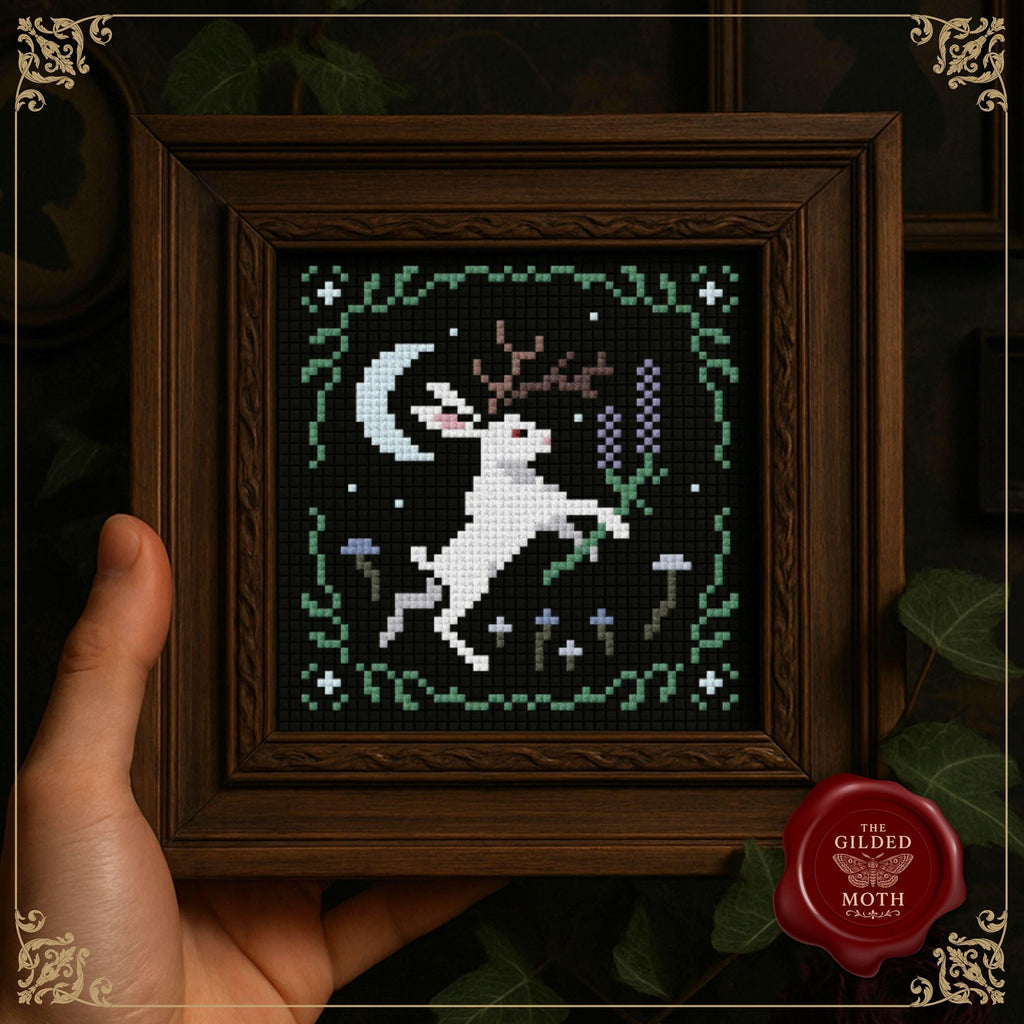 Gothic Hare counted Cross Stitch Pattern: Moonlit Fantasy Design (PDF)
