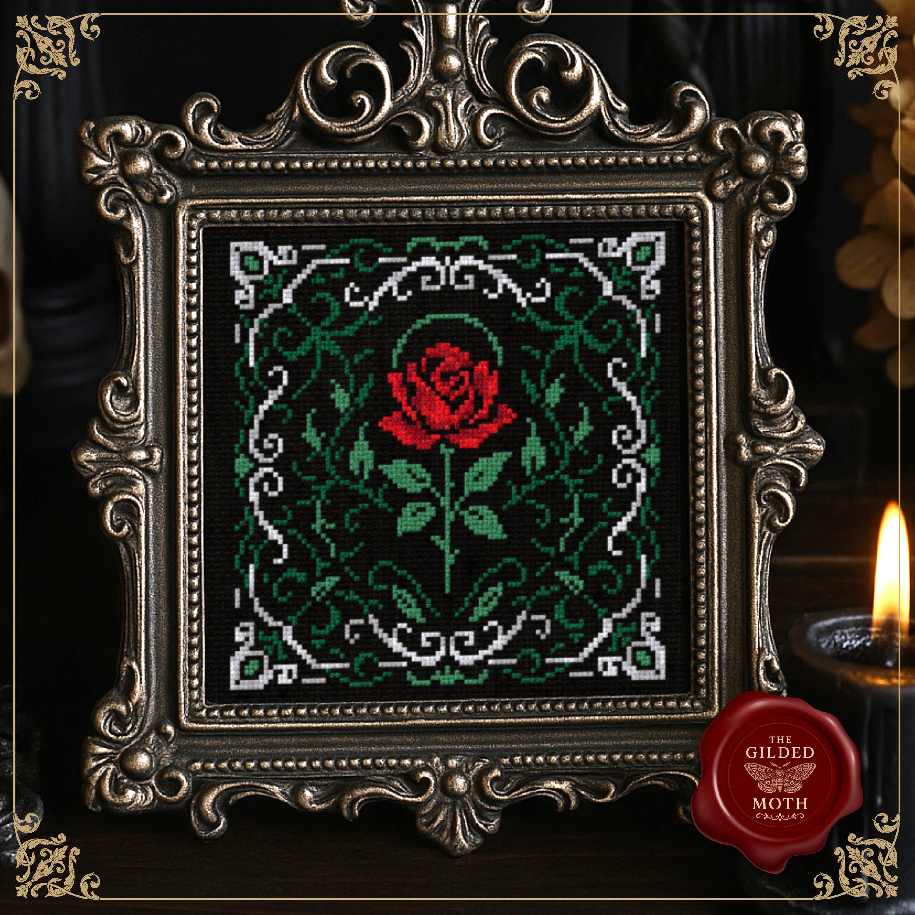 Gothic Rose counted Cross Stitch Pattern: Dark Victorian Cottagecore (PDF Pattern)