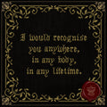 Gothic Love Quote Cross Stitch Pattern • Dark Romance Medieval Sampler PDF • “I Would Recognise You Anywhere” Embroidery • dark Wall Art