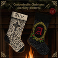 Gothic Christmas Stocking counted Cross Stitch Pattern • Medieval Custom Name Stocking, Black Aida Ornament Pattern, Dark Holiday Decor PDF