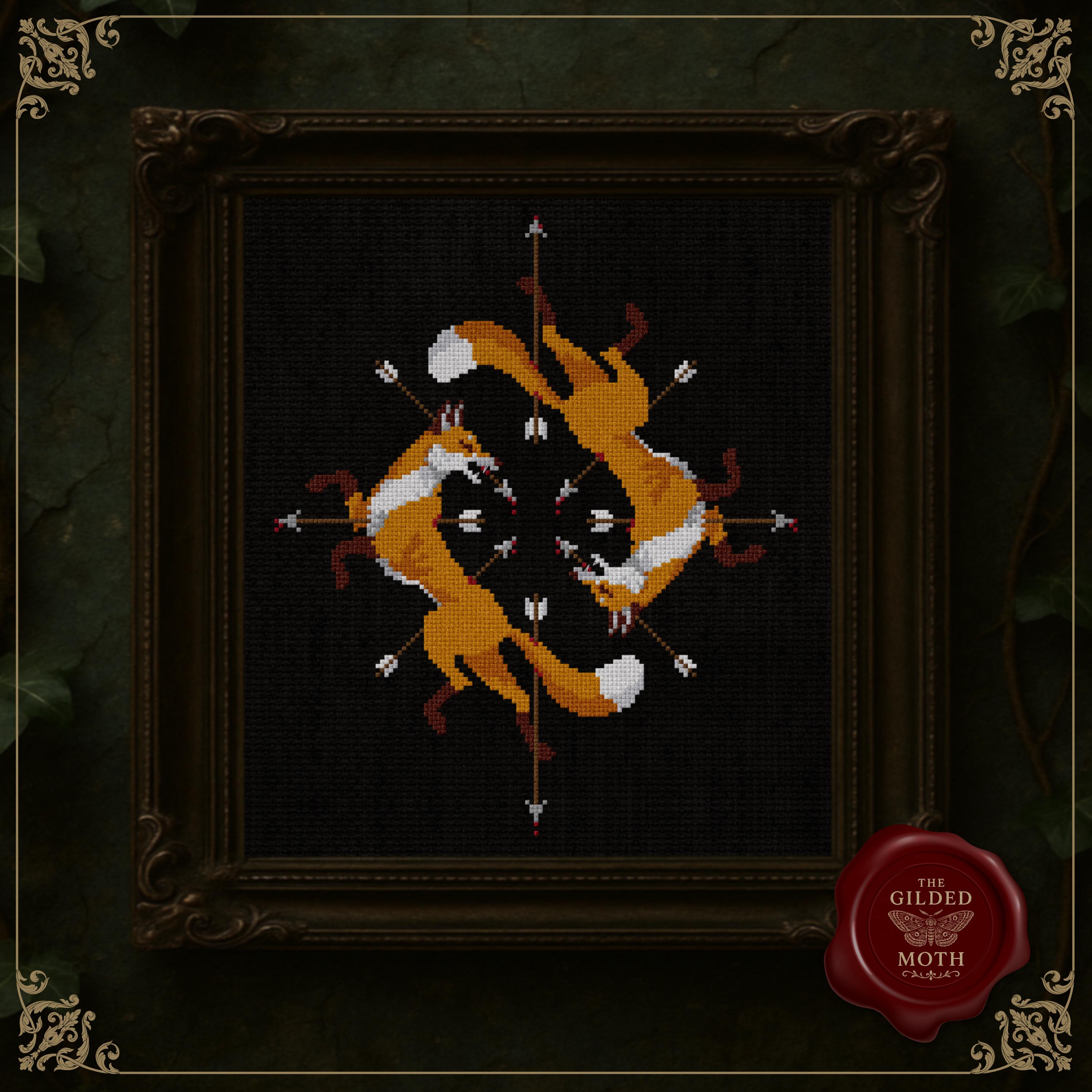 Fox Hunt Cross Stitch Pattern PDF | Medieval Folk Art Fox Design | Gothic Animal Cross Stitch | Modern Counted Cross Stitch