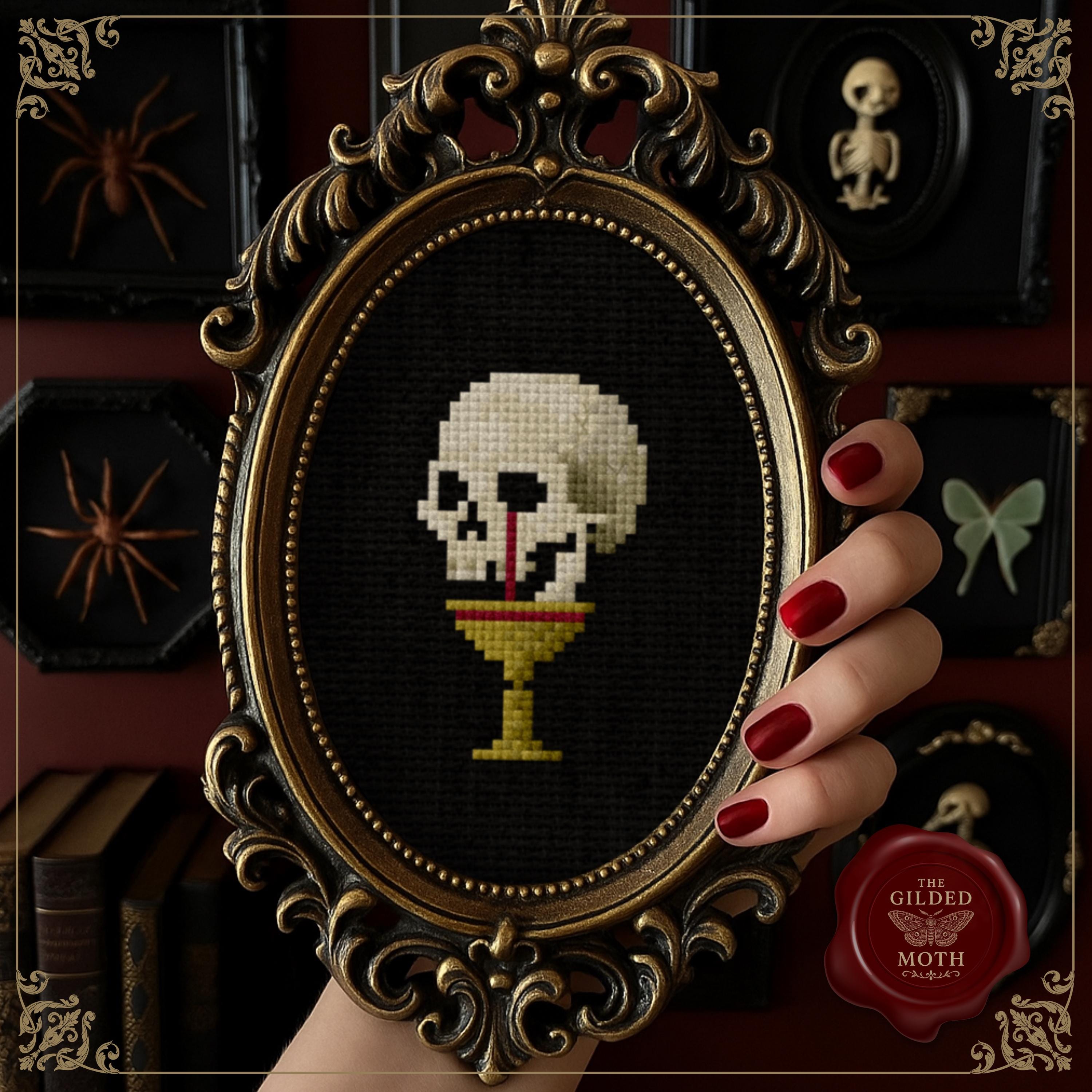 Gothic counted Cross Stitch Gallery Wall | Dark Academia Embroidery Bundle | Skeleton & Heart Designs | PDF Set printable stitch multipack